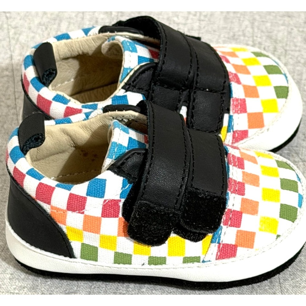 Robeez Multicolor Checkerboard Infant Crib Shoes Size 0-3 Months